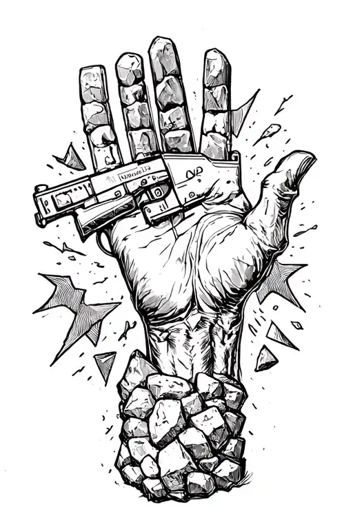 Palestine Symbol Incorporating Elements Of Resistance Inspired Rock Throwing