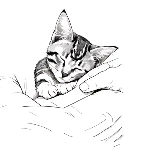 A Kitten Sleeping On A Person's Lap