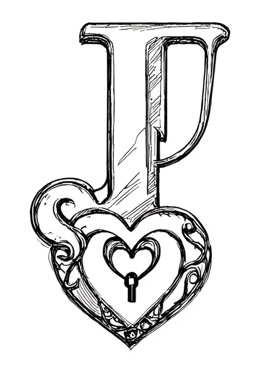 Letter J With A Heart Shaped Lock