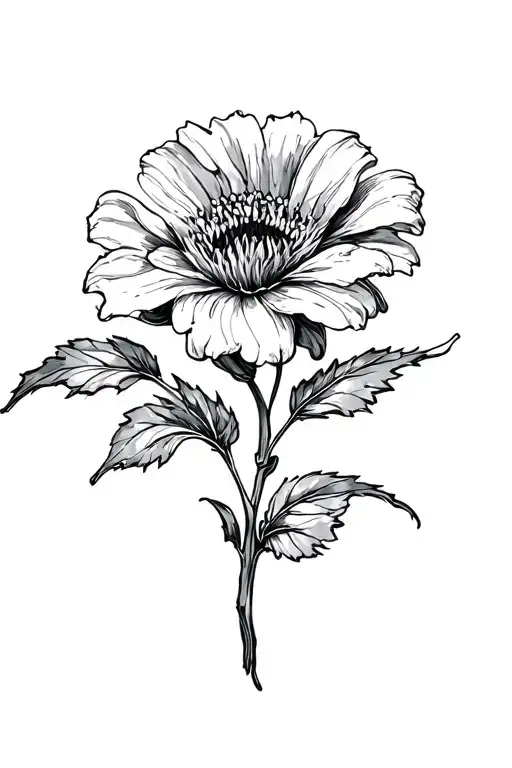 Stem Andulated Flower And Leaf