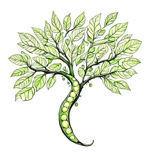 Pea Pod With Tree Growing Out Of It