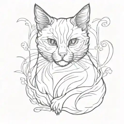 Silhouette Black Cat Sitting