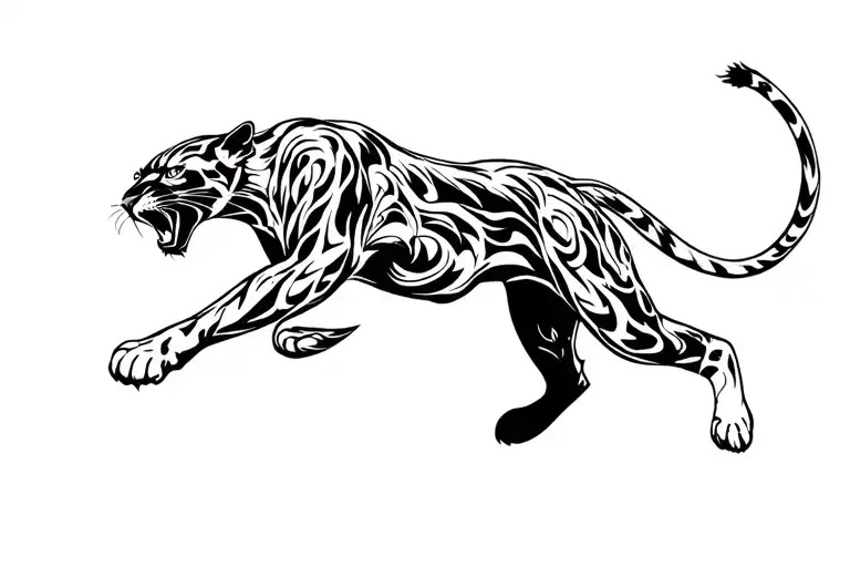 A Black Panther Jumping