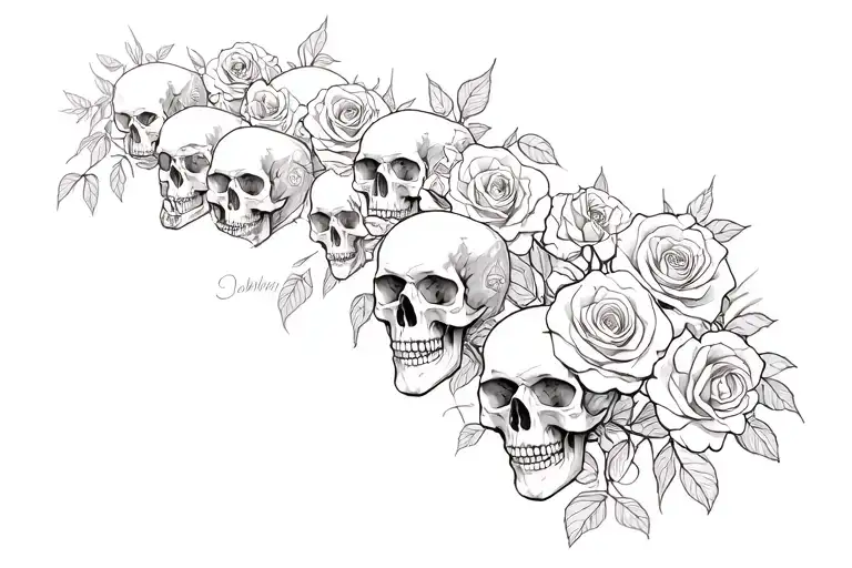 Skulls And A Lot Of Rose Growing