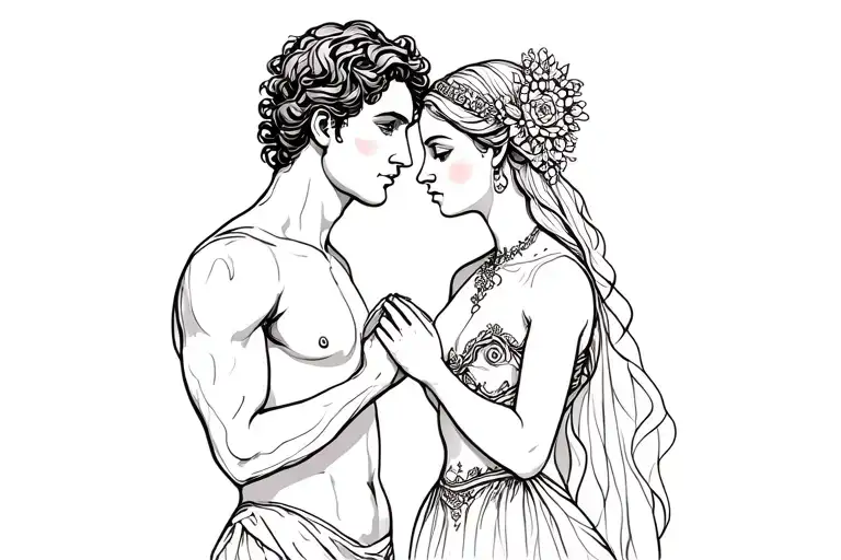 Aquarius Man And Gemini Woman Bonded Together Symbolizing Marriage