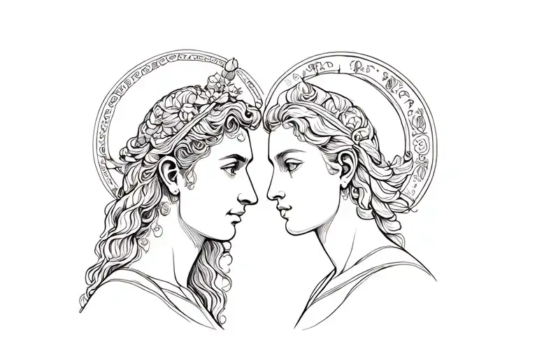 Aquarius Man And Gemini Woman Zodiac Sign Together Symbolizing Marriage