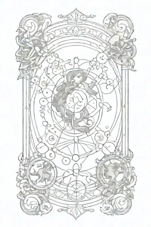 Tarot Card Featuring Pieces Zodiac Sign Intertwined