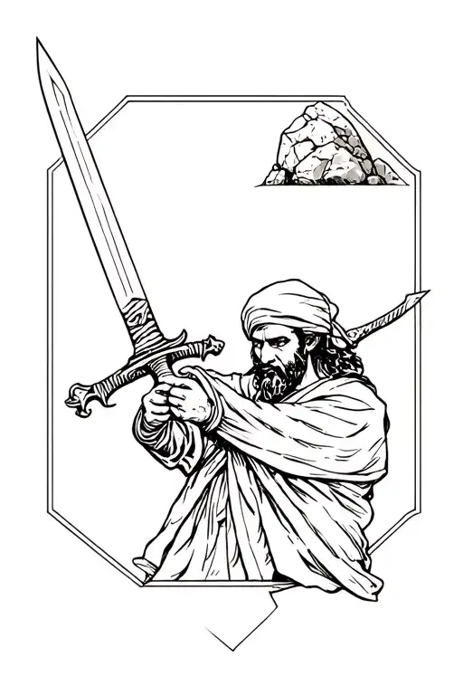 Palestine Symbol Kuffiya Rock Throwing His Sword