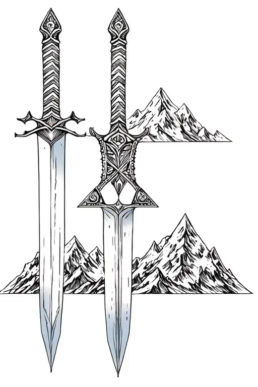 Sword Of Four Triangles Representing Mountains