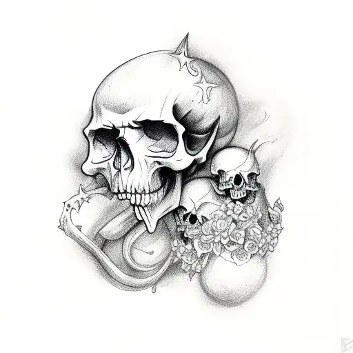 Full Sleeve With Beautiful Witch And Skulls