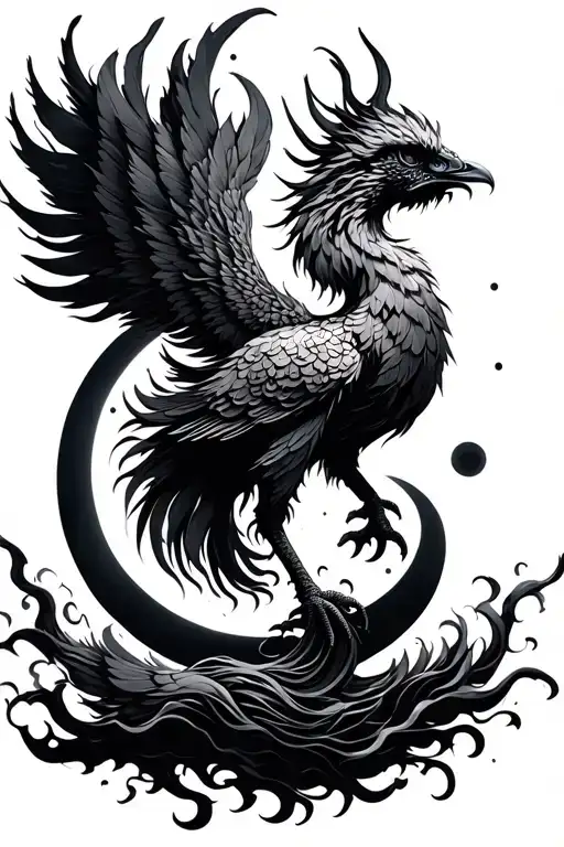 Lunar Phoenix With Moon