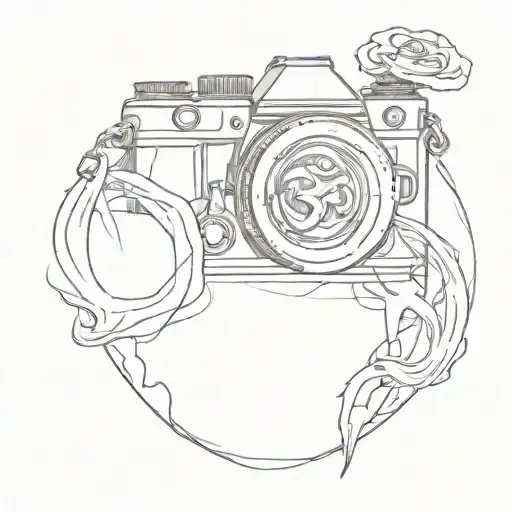 Om With Camera Tattoo Design