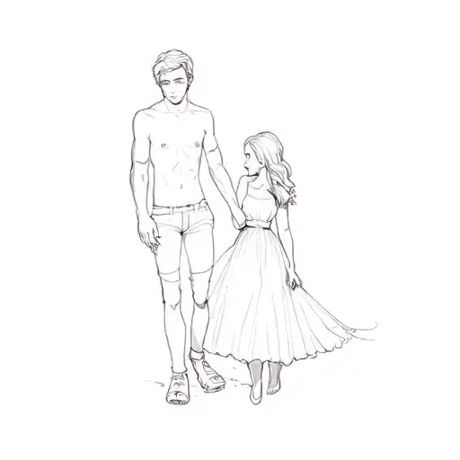 A Man And A Girl Holding Hands