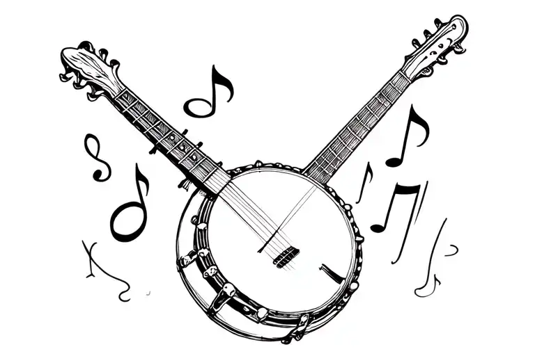 Cavaquinho And Banjo With Note Music