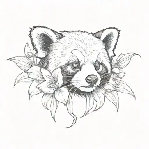 Red Panda And Orchid