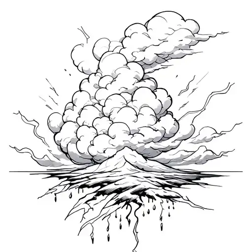 Cloud Storm With Lightning And Rain Cloud