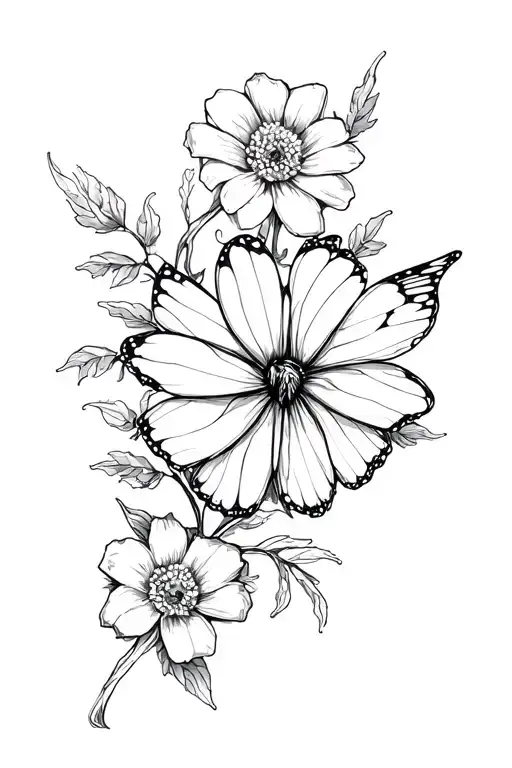 Flowers And Butter Fly