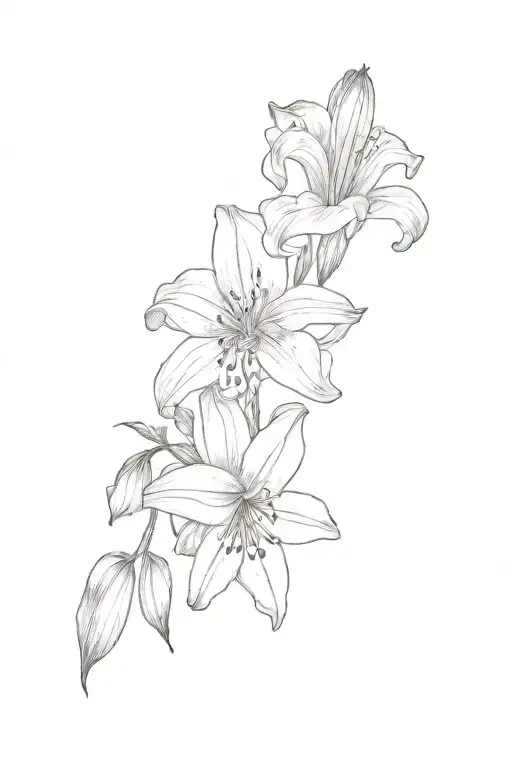 Lilies With A Poppy Flower And A Rose Surrounded