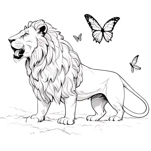 Lions And Butterflies Flying