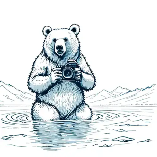 The Long Lake Bear Holding A Film Or Digital Camera