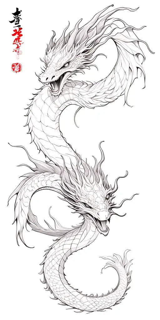 Sea And Dragon With Sakura And Black Red Shades