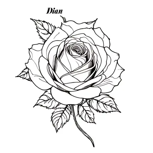 The Name Dian In The Middle Of A Rose