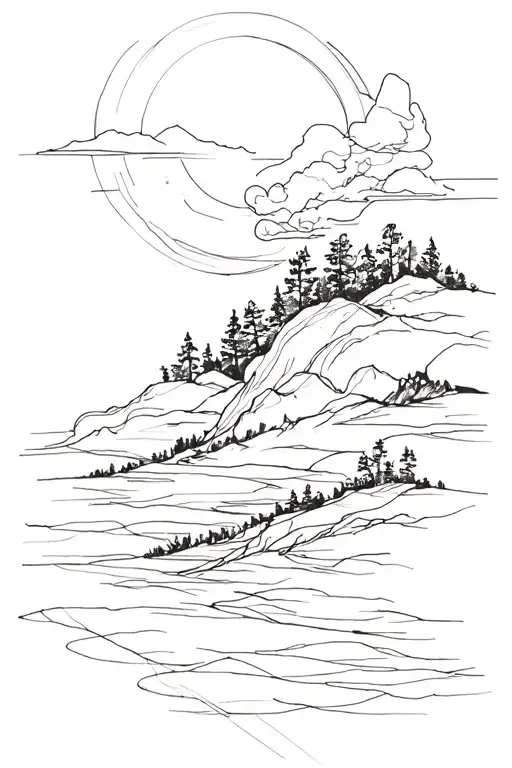 Full Sleeve Tattoo Of Abstract Landscape Inspired