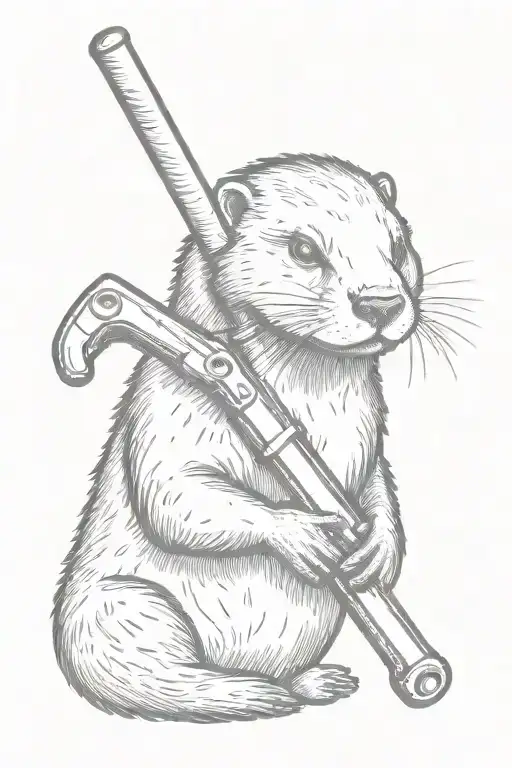 Otter With Pipe Wrench