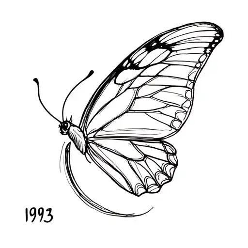 Semicolon With A Butterfly Wing And 1993 Beside It
