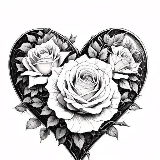 Heart With White Rose Intertwined