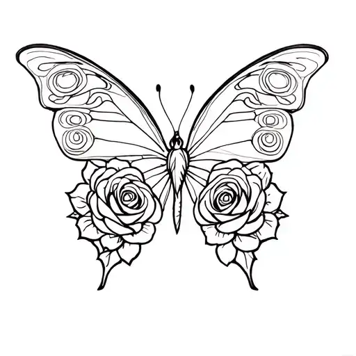 Butterfly With Roses