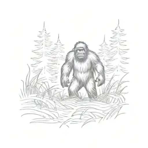 Bigfoot Peeking Thru The Grass