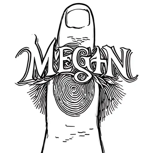 The Name Megan Tatted On Ring Finger Print
