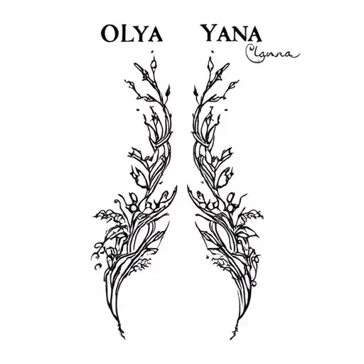 Paired Tattoos With The Names Olya And Yana