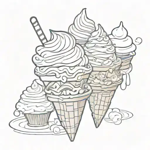 Only Eye Nose And Mouth Licking Triple Decker Ice Cream Cone