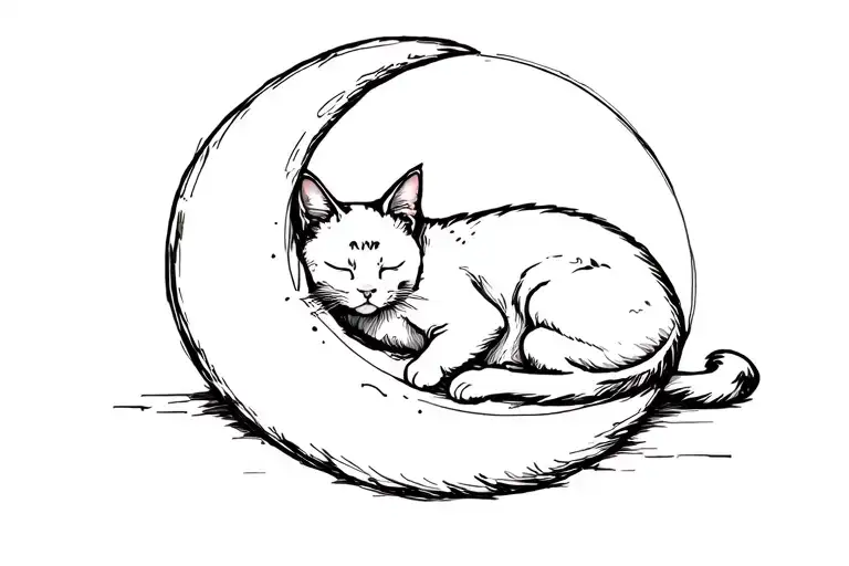 Blac Cat Sleeping Moon