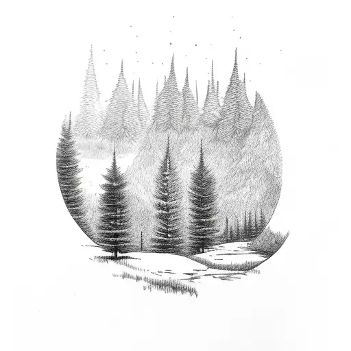 Cat With Forest Trees In Background