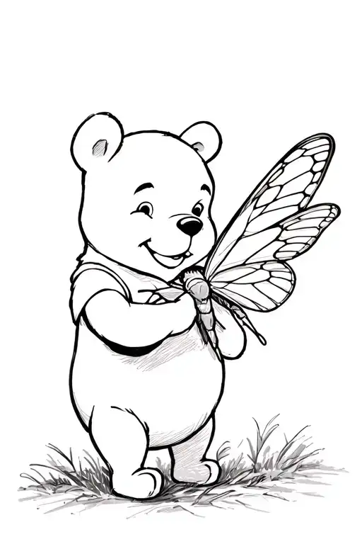 Winnie The Pooh With Batterfly