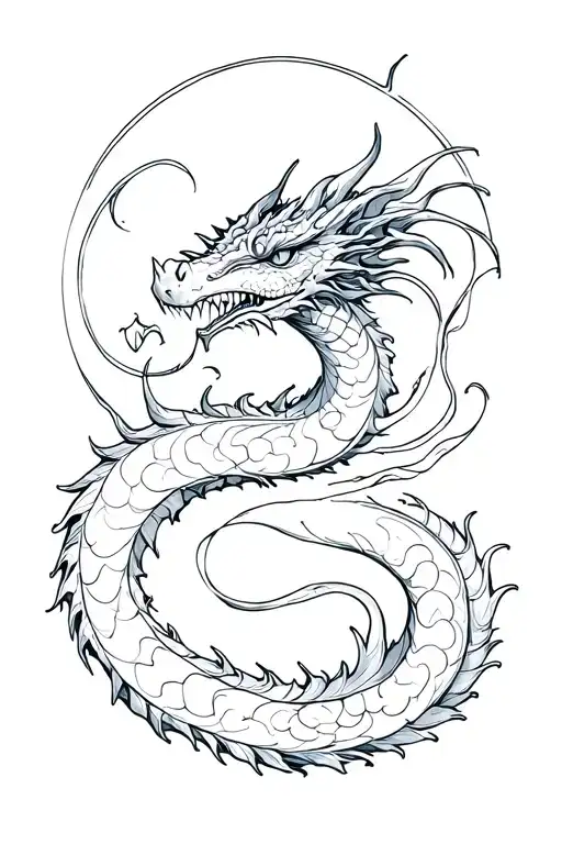 Dragon S Shaped With A Full Moon Above It