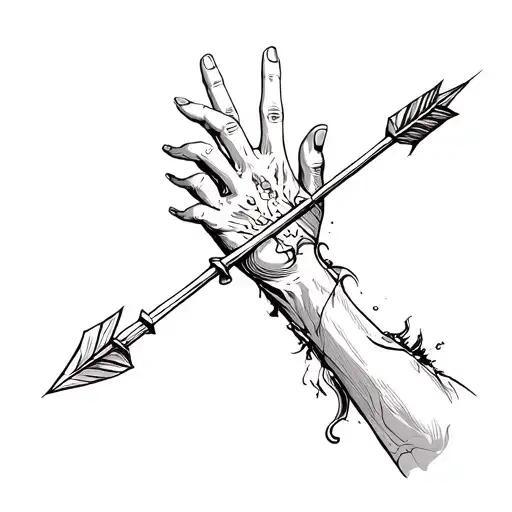 The Arrow Goes Through The Hand