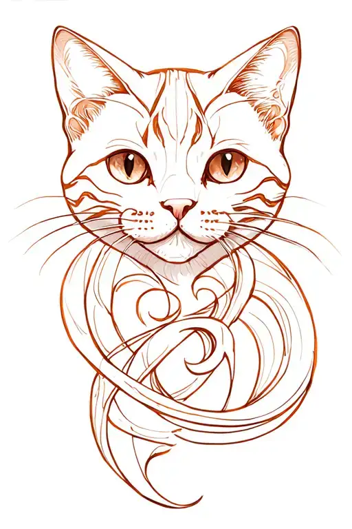 Cat Silhouette Intertwined With R And F