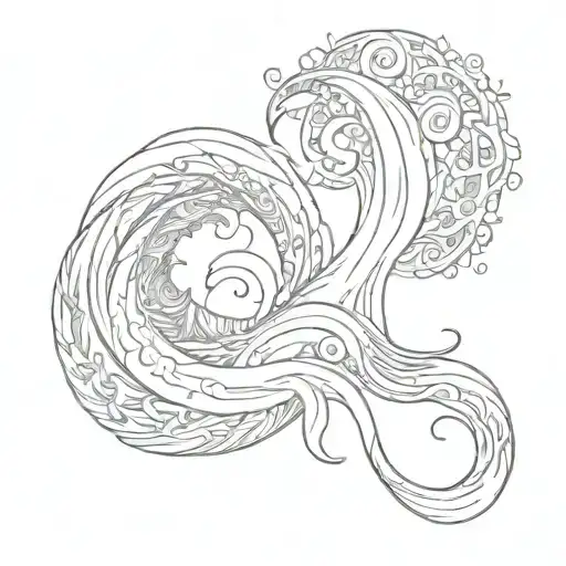 Tunisia Symbols Intertwined With Waves Crashing