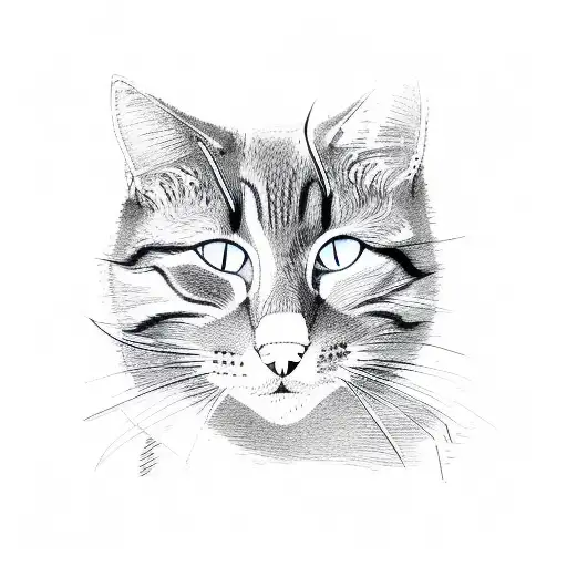 Feral Cat With Forest Trees In Background