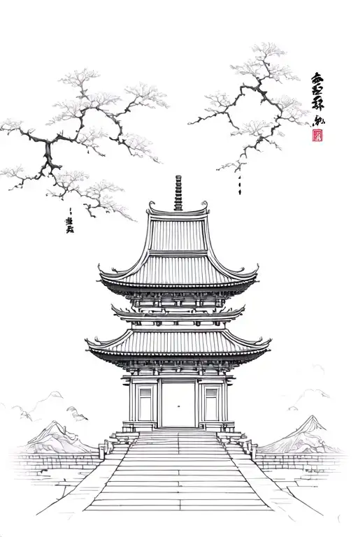 Japanese Temple With Kintsugi