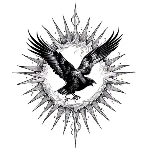 Smoke Crow Flying Towards The Sun