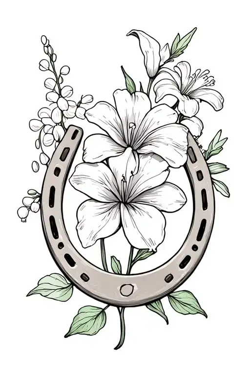 Horse Shoes Mixed With Lilly Of The Valley Flower And Carnation Flower