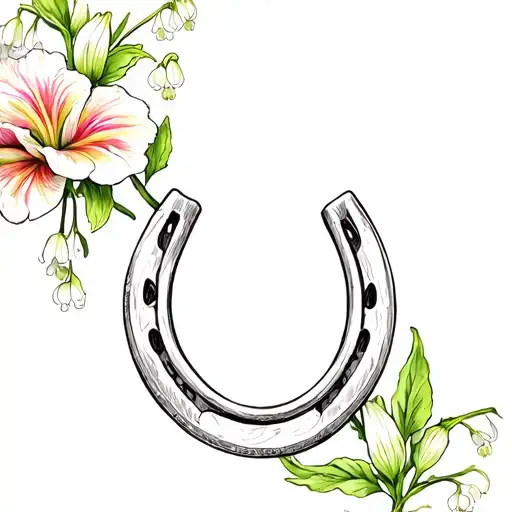 Horse Shoes Mixed With Lilly Of The Valley Flower And Carnation Flower