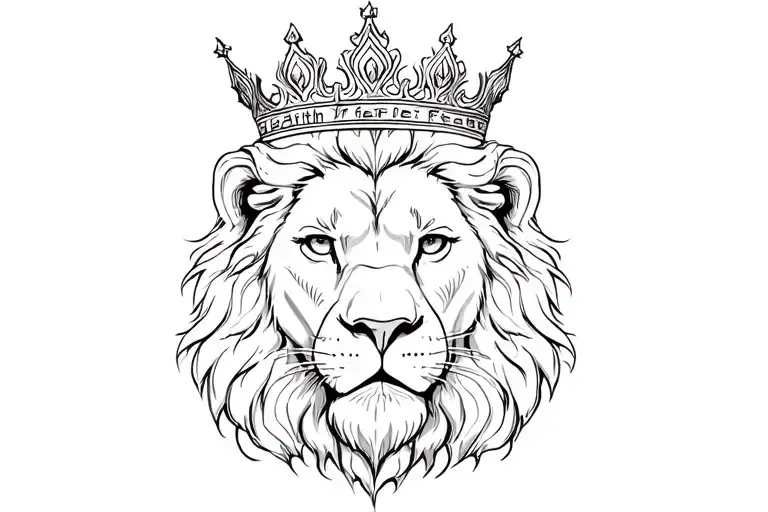 Faith Over Fear With Lion Wearing A Crown