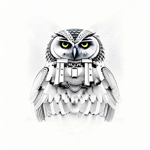 The Goddess Athena Between An Owl And Warriors