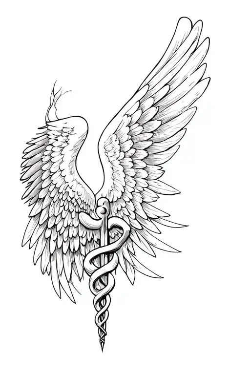 Wings With A Caduceus
